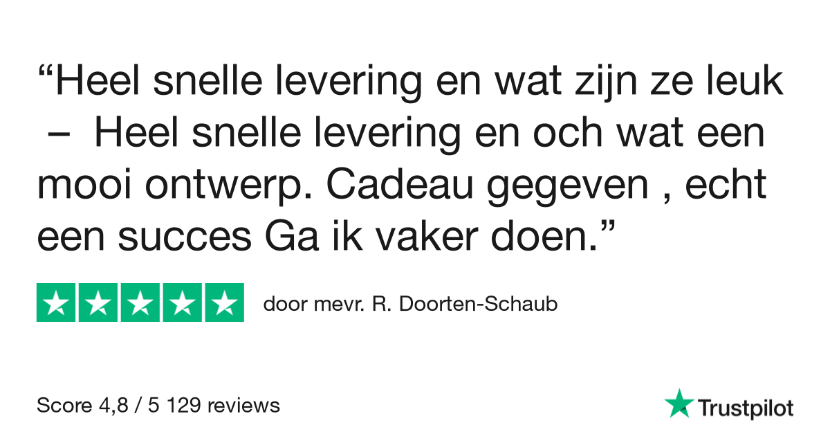 positieve revieuw. snelle levering. cadeaut voor door de brievenbus